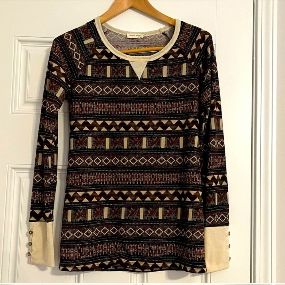Reposh Earth tone patterned long sleeve top